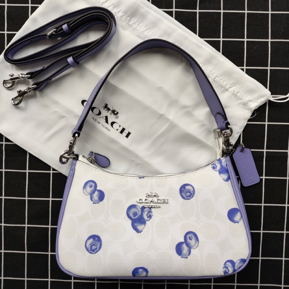 Coach White and Lavender Floral Mini Crossbody Bag